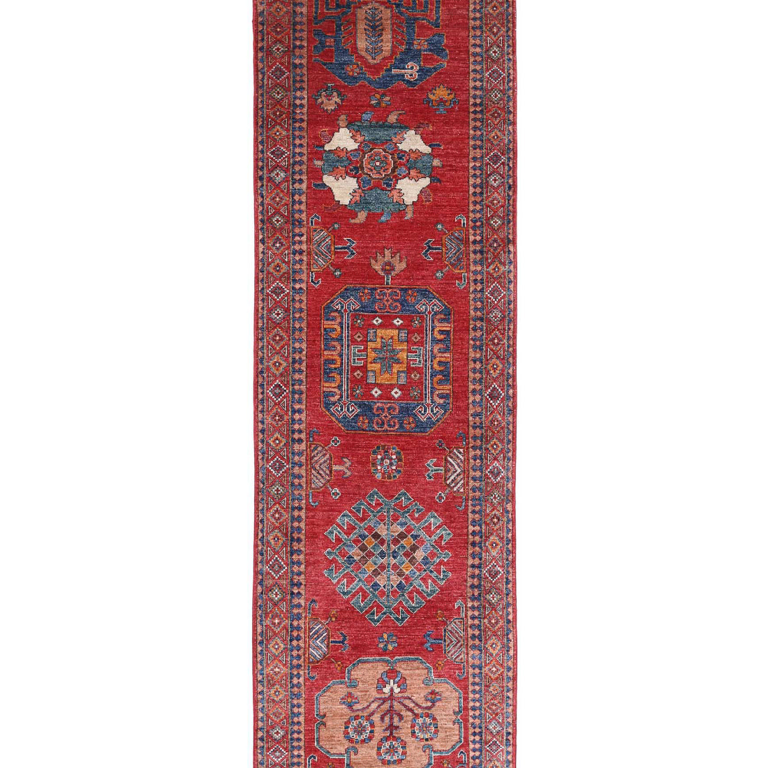 Alfombra de lana Humna caucásica nómada anudada a mano - 2'8'' x 9'11''