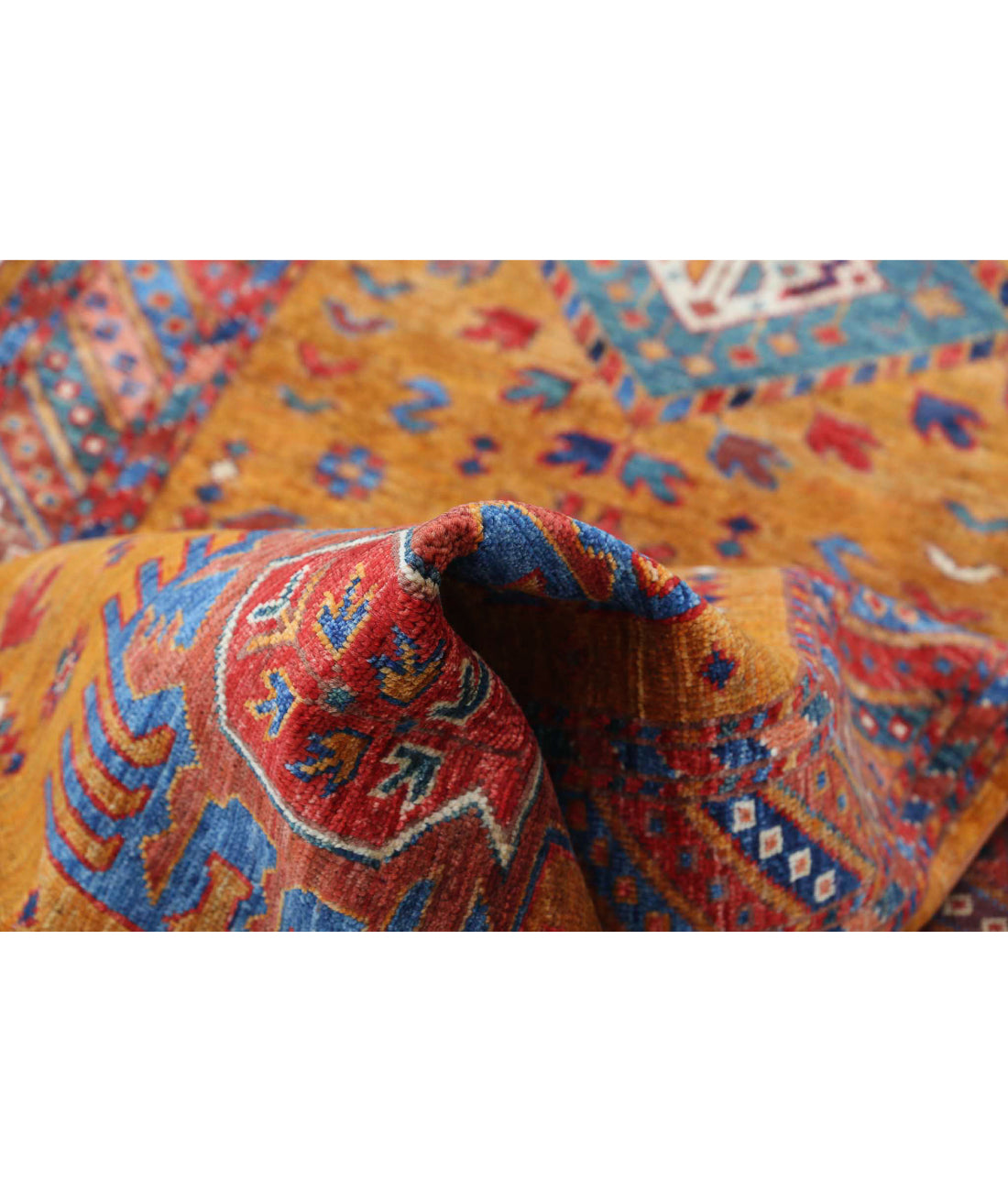 Hand Knotted Nomadic Caucasian Humna Wool Rug - 2'8'' x 7'7'' 2'8'' x 7'7'' (80 X 228) / Gold / Multi