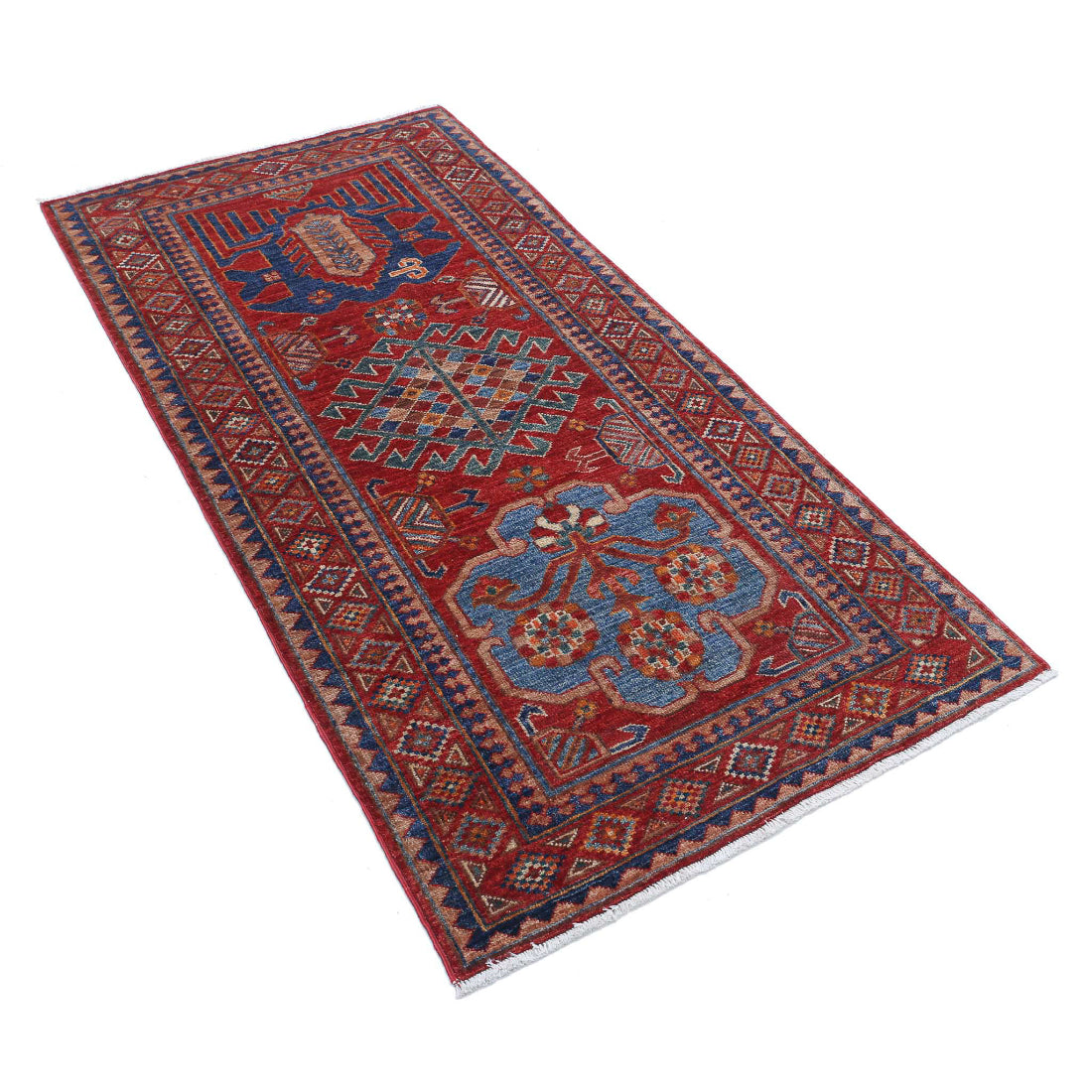 Alfombra de lana Humna caucásica nómada anudada a mano - 2'11'' x 5'9''