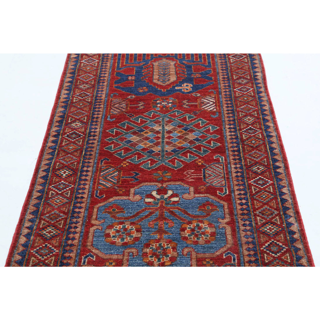 Alfombra de lana Humna caucásica nómada anudada a mano - 2'11'' x 5'9''