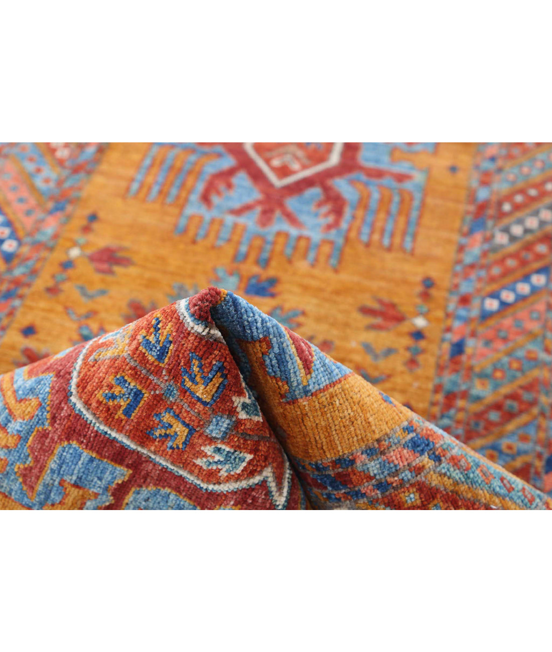 Hand Knotted Nomadic Caucasian Humna Wool Rug - 2'8'' x 5'9'' 2'8'' x 5'9'' (80 X 173) / Gold / Multi