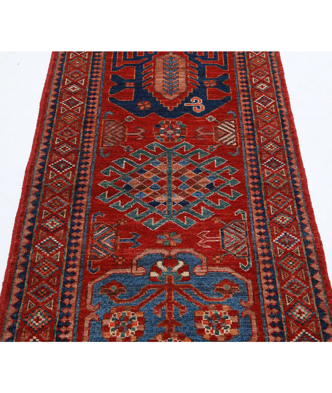 Hand Knotted Nomadic Caucasian Humna Wool Rug - 2'9'' x 5'10'' 2'9'' x 5'10'' (83 X 175) / Red / Taupe