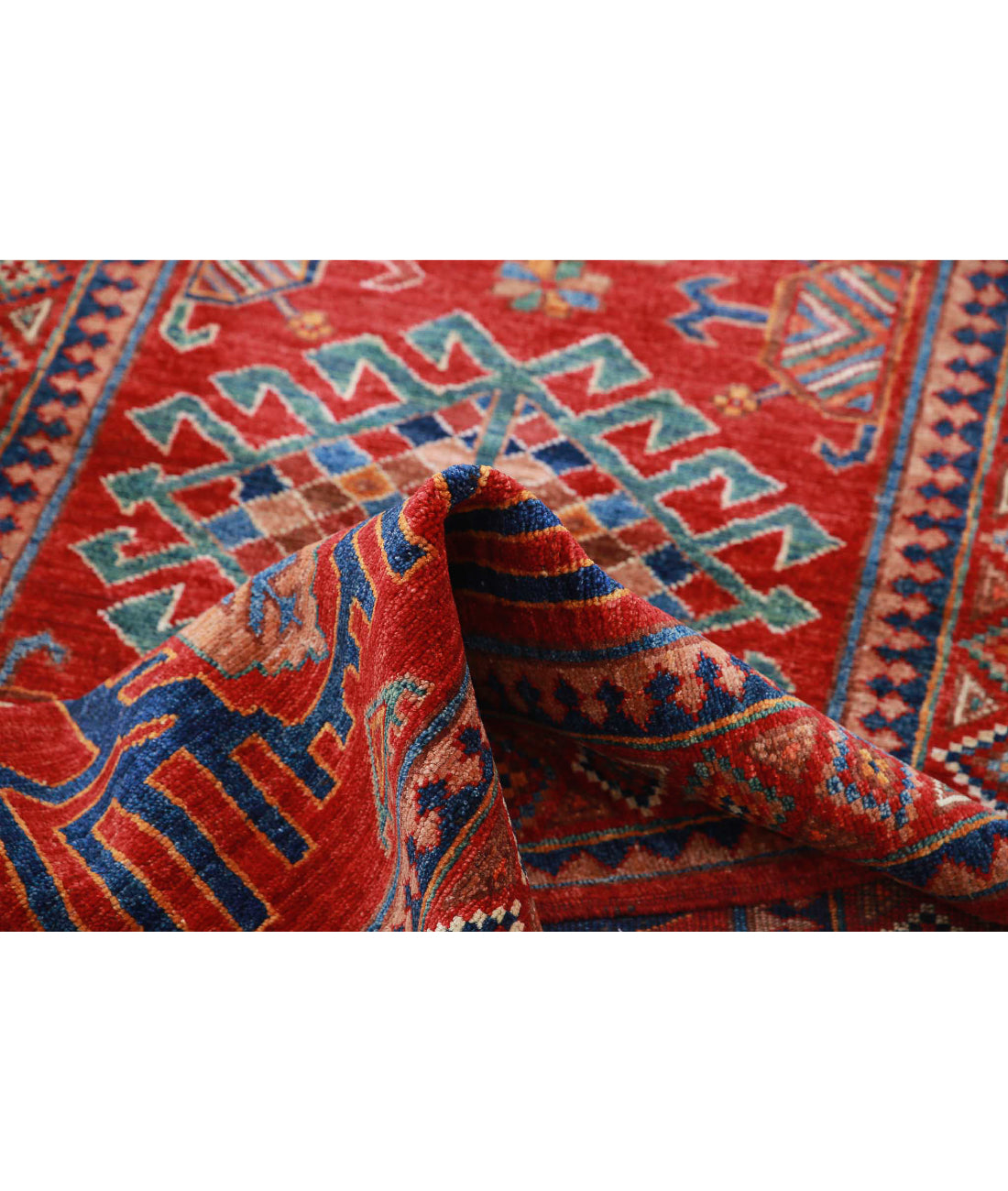 Hand Knotted Nomadic Caucasian Humna Wool Rug - 2'9'' x 5'10'' 2'9'' x 5'10'' (83 X 175) / Red / Taupe