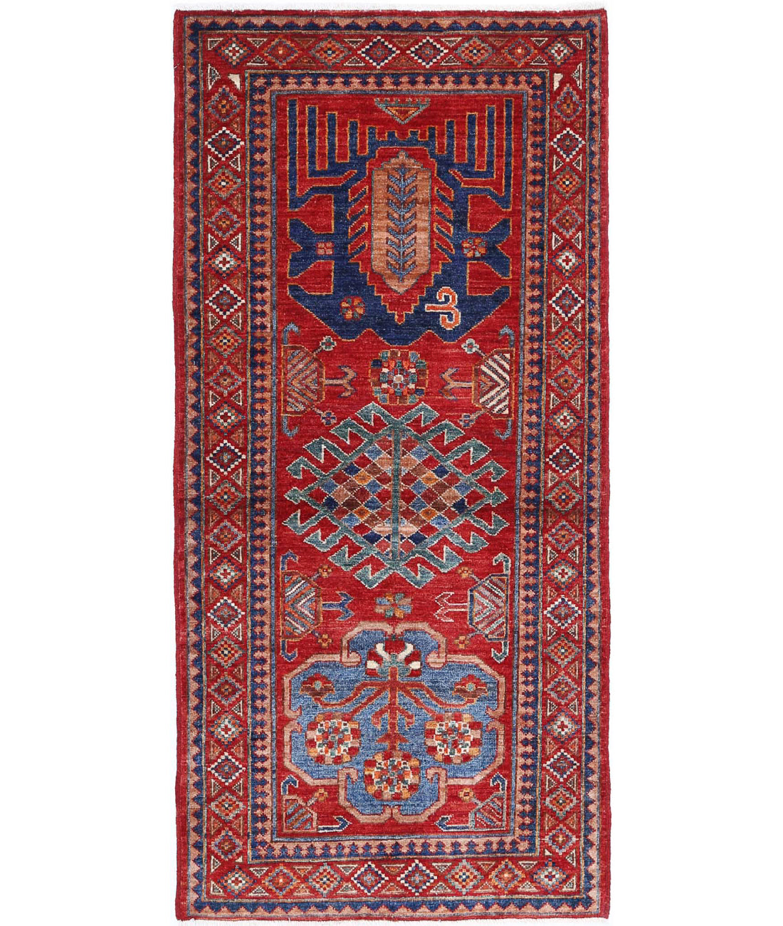 Hand Knotted Nomadic Caucasian Humna Wool Rug - 2&#39;9&#39;&#39; x 5&#39;10&#39;&#39;
