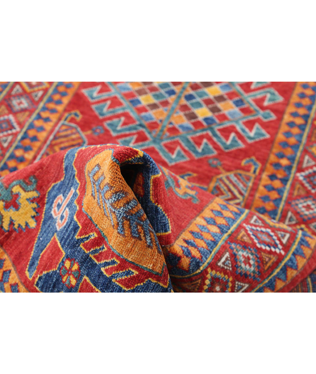 Hand Knotted Nomadic Caucasian Humna Wool Rug - 2'8'' x 7'10'' 2'8'' x 7'10'' (80 X 235) / Red / Gold