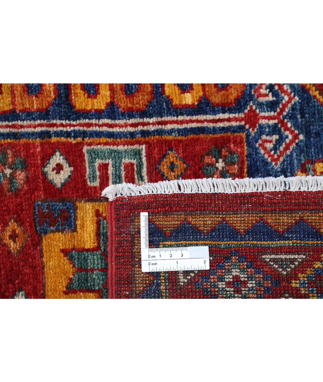 Hand Knotted Nomadic Caucasian Humna Wool Rug - 2'8'' x 7'10'' 2'8'' x 7'10'' (80 X 235) / Red / Gold