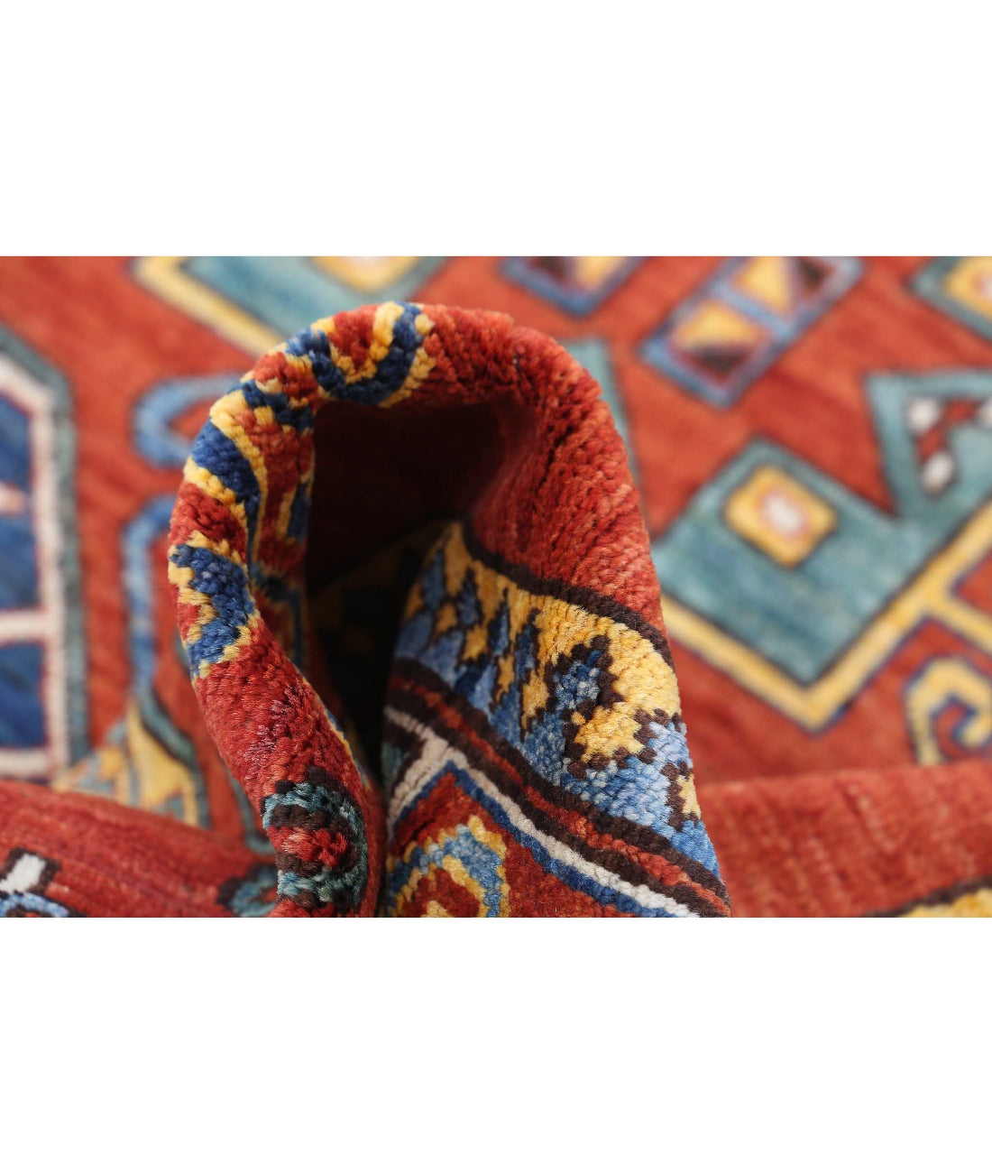 Hand Knotted Nomadic Caucasian Humna Wool Rug - 4'10'' x 6'7'' 4'10'' x 6'7'' (145 X 198) / Red / Multi