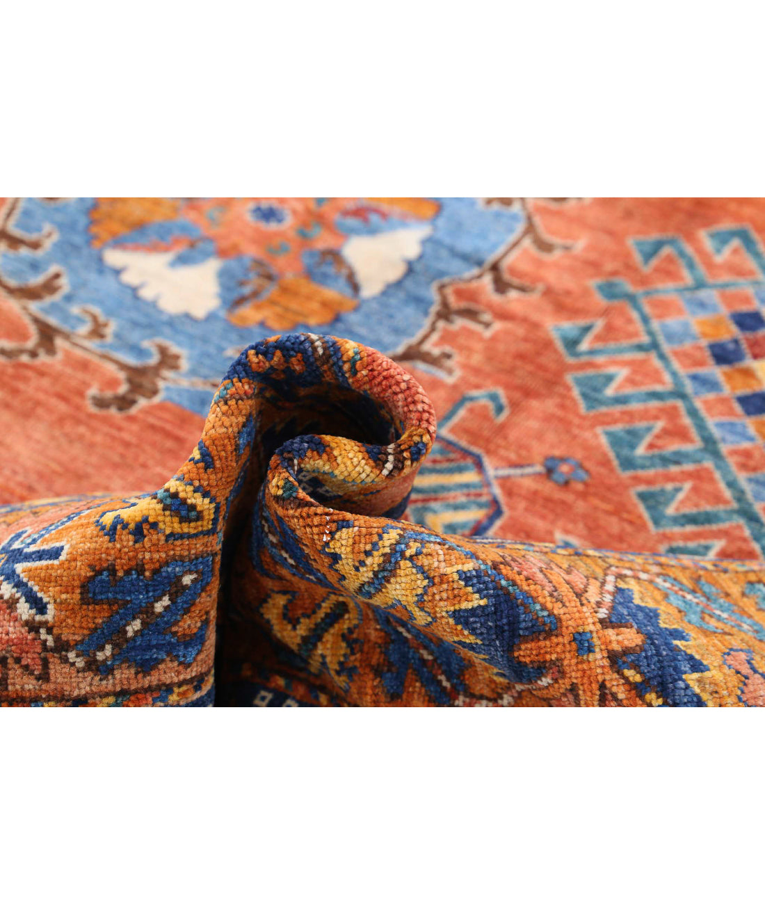 Hand Knotted Nomadic Caucasian Humna Wool Rug - 5'10'' x 8'3'' 5'10'' x 8'3'' (175 X 248) / Red / Taupe