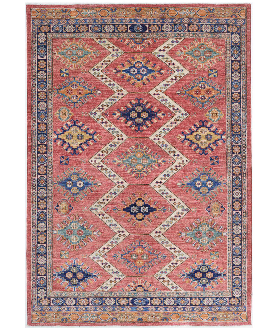 Hand Knotted Nomadic Caucasian Humna Wool Rug - 5'2'' x 7'6''