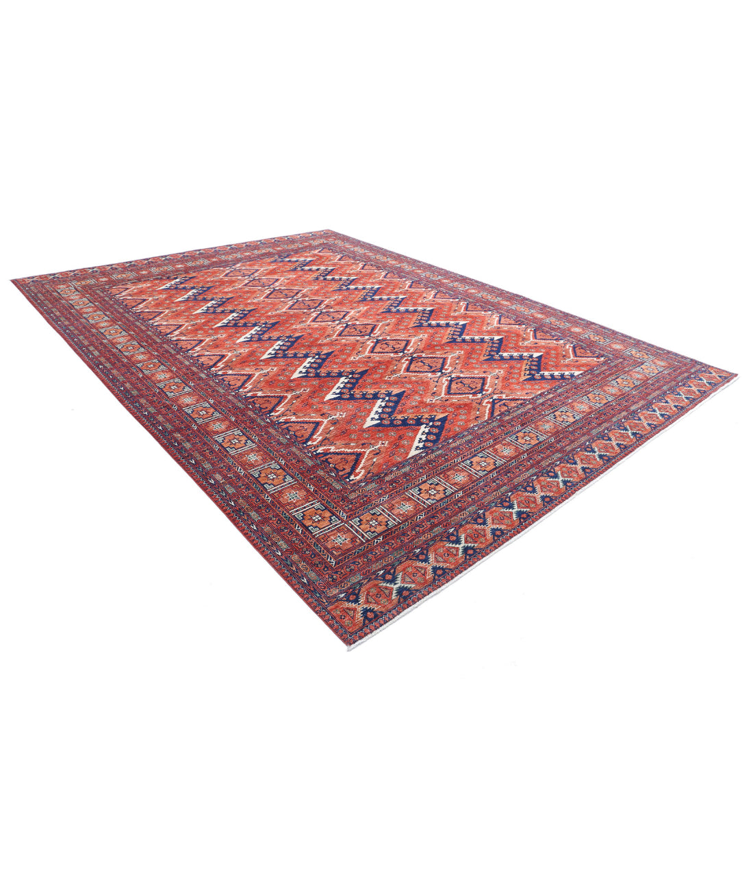 Hand Knotted Nomadic Caucasian Humna Wool Rug - 10'0'' x 13'8'' 10'0'' x 13'8'' (300 X 410) / Multi / Red