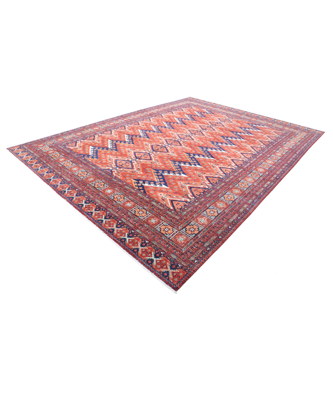 Hand Knotted Nomadic Caucasian Humna Wool Rug - 10'0'' x 13'8'' 10'0'' x 13'8'' (300 X 410) / Multi / Red