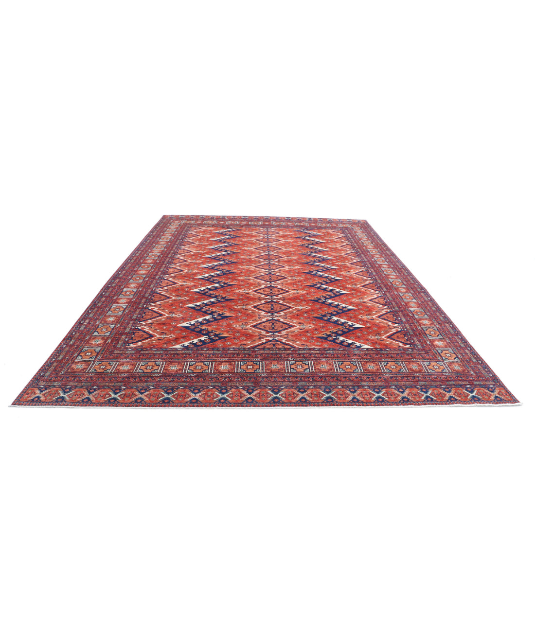 Hand Knotted Nomadic Caucasian Humna Wool Rug - 10'0'' x 13'8'' 10'0'' x 13'8'' (300 X 410) / Multi / Red