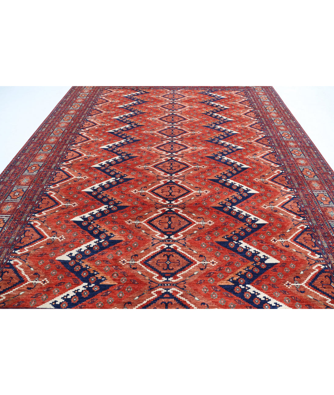 Hand Knotted Nomadic Caucasian Humna Wool Rug - 10'0'' x 13'8'' 10'0'' x 13'8'' (300 X 410) / Multi / Red