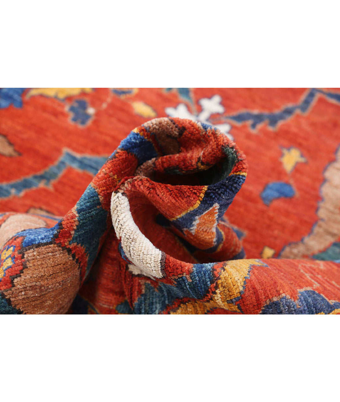 Hand Knotted Nomadic Caucasian Humna Wool Rug - 8'4'' x 10'1'' 8'4'' x 10'1'' (250 X 303) / Red / Blue