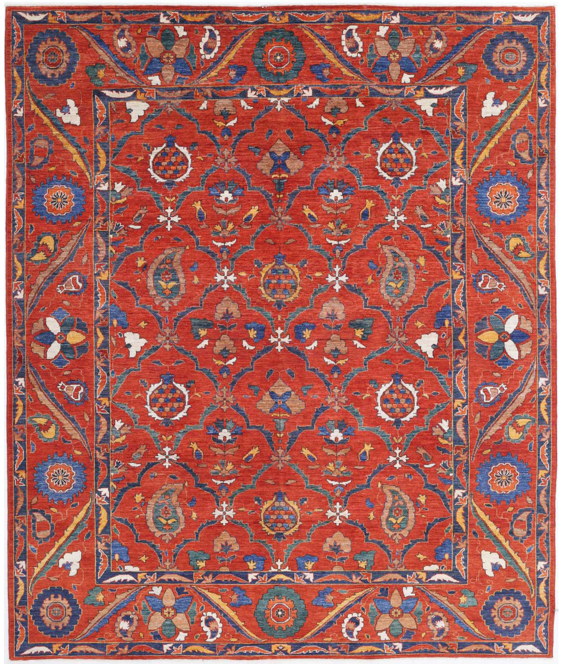 Hand Knotted Nomadic Caucasian Humna Wool Rug - 8'4'' x 10'1''