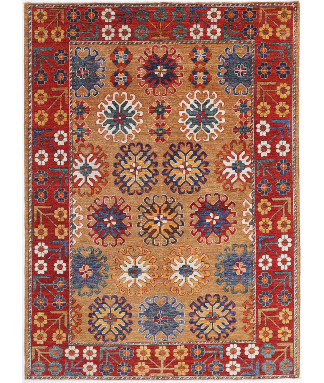 Hand Knotted Nomadic Caucasian Humna Wool Rug - 6'10'' x 9'5''