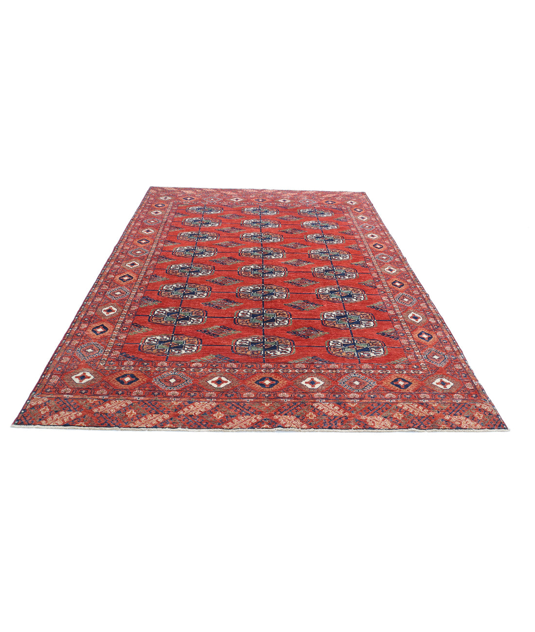 Hand Knotted Nomadic Caucasian Humna Wool Rug - 6'7'' x 9'7'' 6'7'' x 9'7'' (198 X 288) / Red / N/A