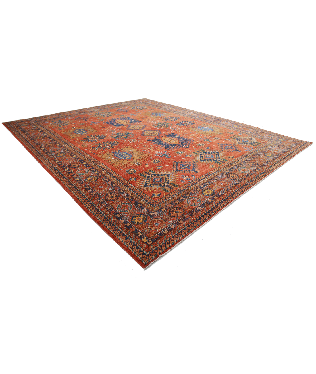 Hand Knotted Humna Wool Rug 13' 6" X 16' 2" 13' 6" X 16' 2" (411 X 493) / Red / Red