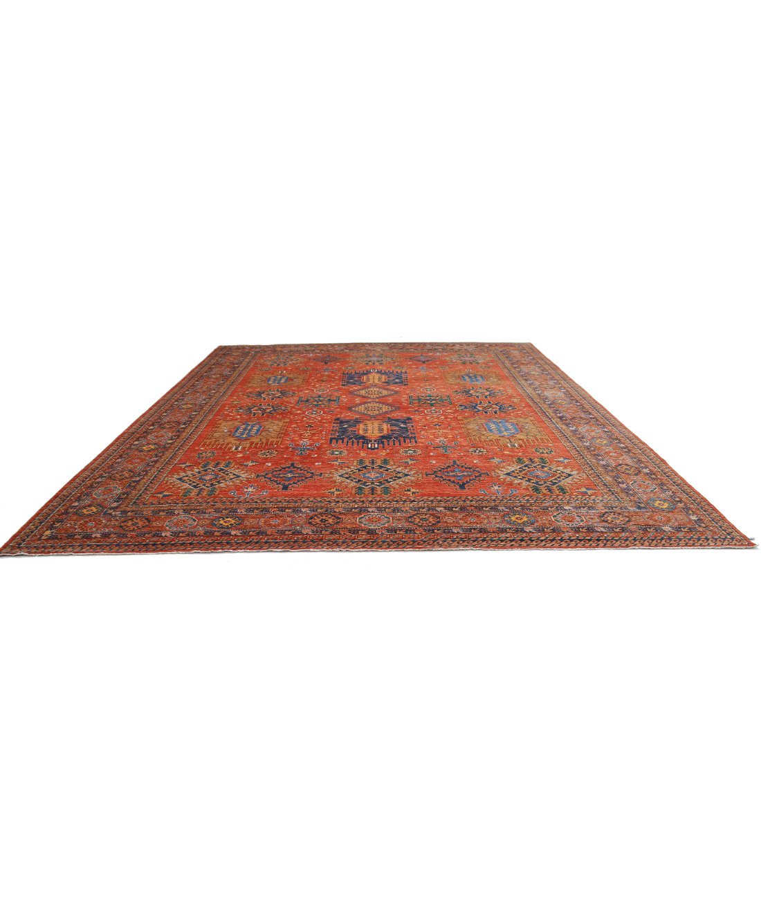 Hand Knotted Humna Wool Rug 13' 6" X 16' 2" 13' 6" X 16' 2" (411 X 493) / Red / Red