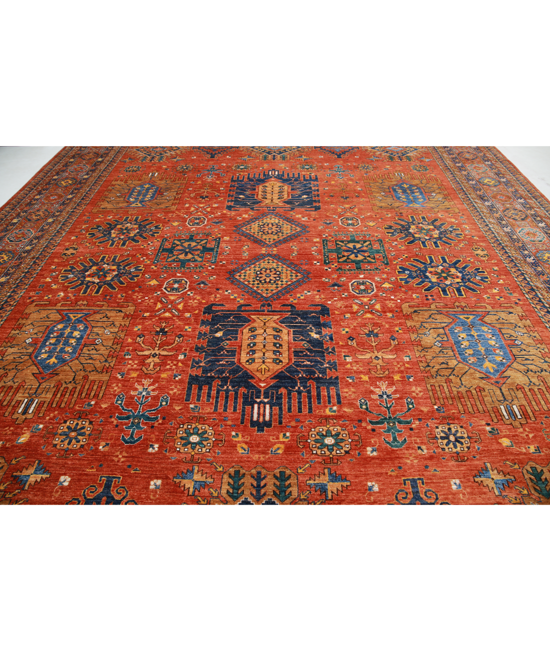 Hand Knotted Humna Wool Rug 13' 6" X 16' 2" 13' 6" X 16' 2" (411 X 493) / Red / Red