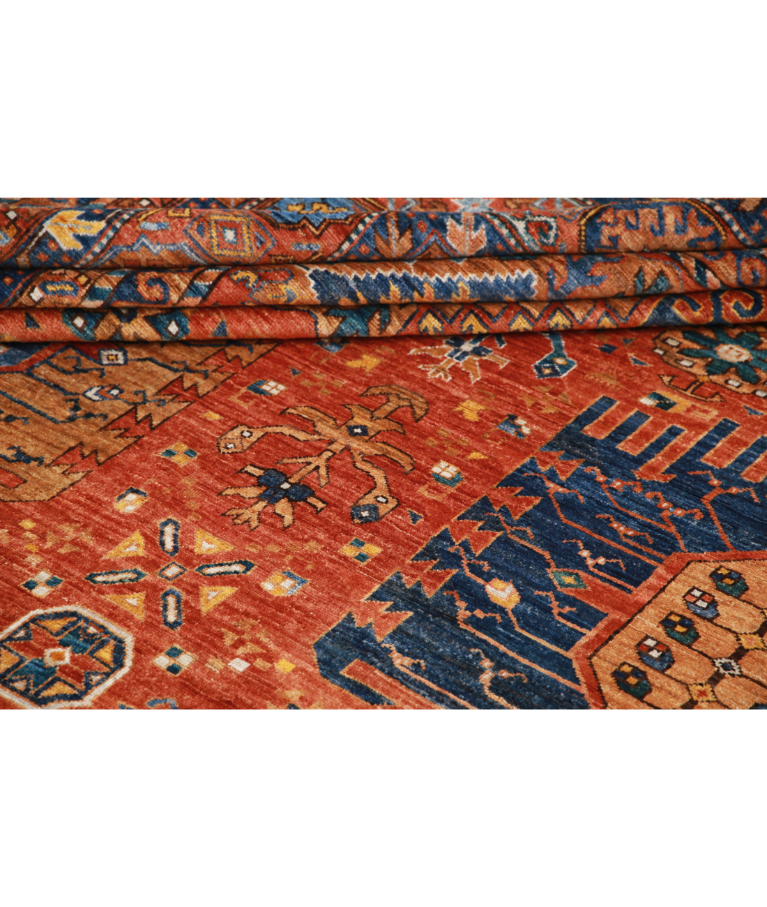 Hand Knotted Humna Wool Rug 13' 6" X 16' 2" 13' 6" X 16' 2" (411 X 493) / Red / Red