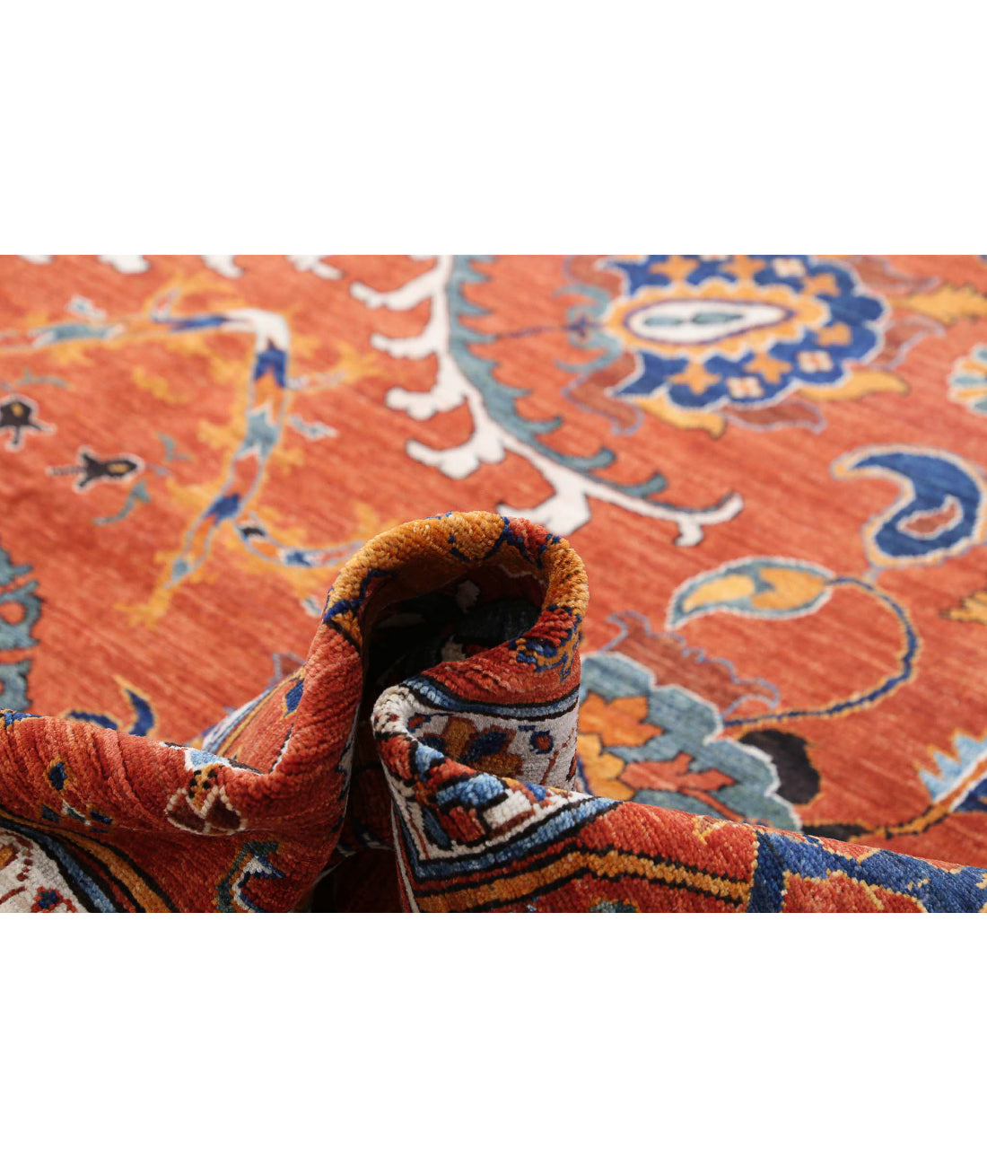 Hand Knotted Nomadic Caucasian Humna Wool Rug - 12'7'' x 17'1'' 12'7'' x 17'1'' (378 X 513) / Red / Red