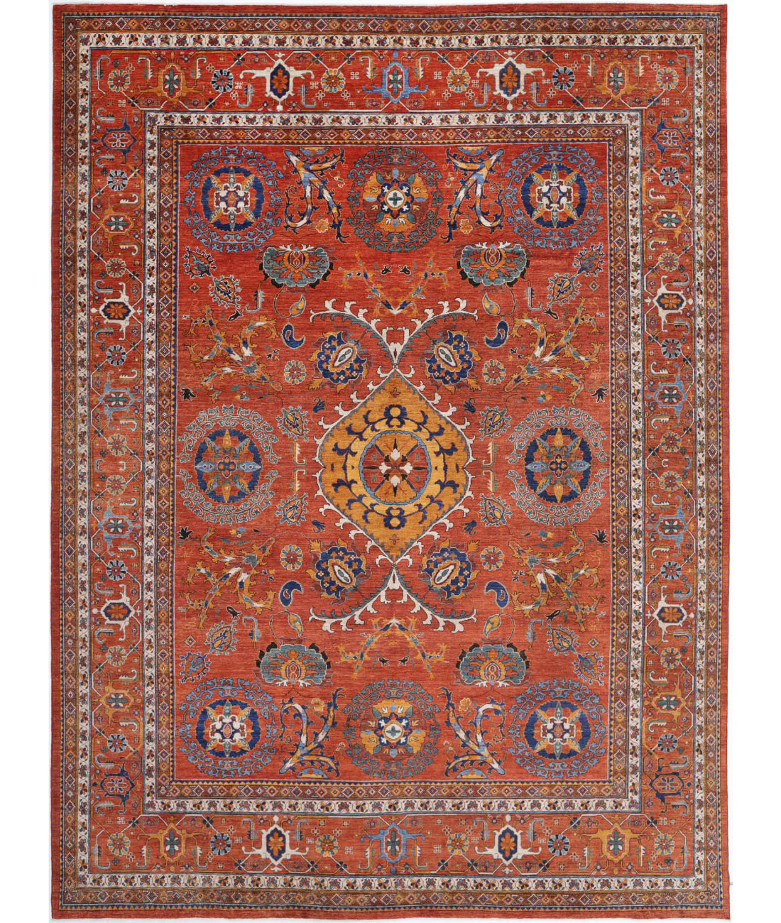 Hand Knotted Nomadic Caucasian Humna Wool Rug - 12'7'' x 17'1''