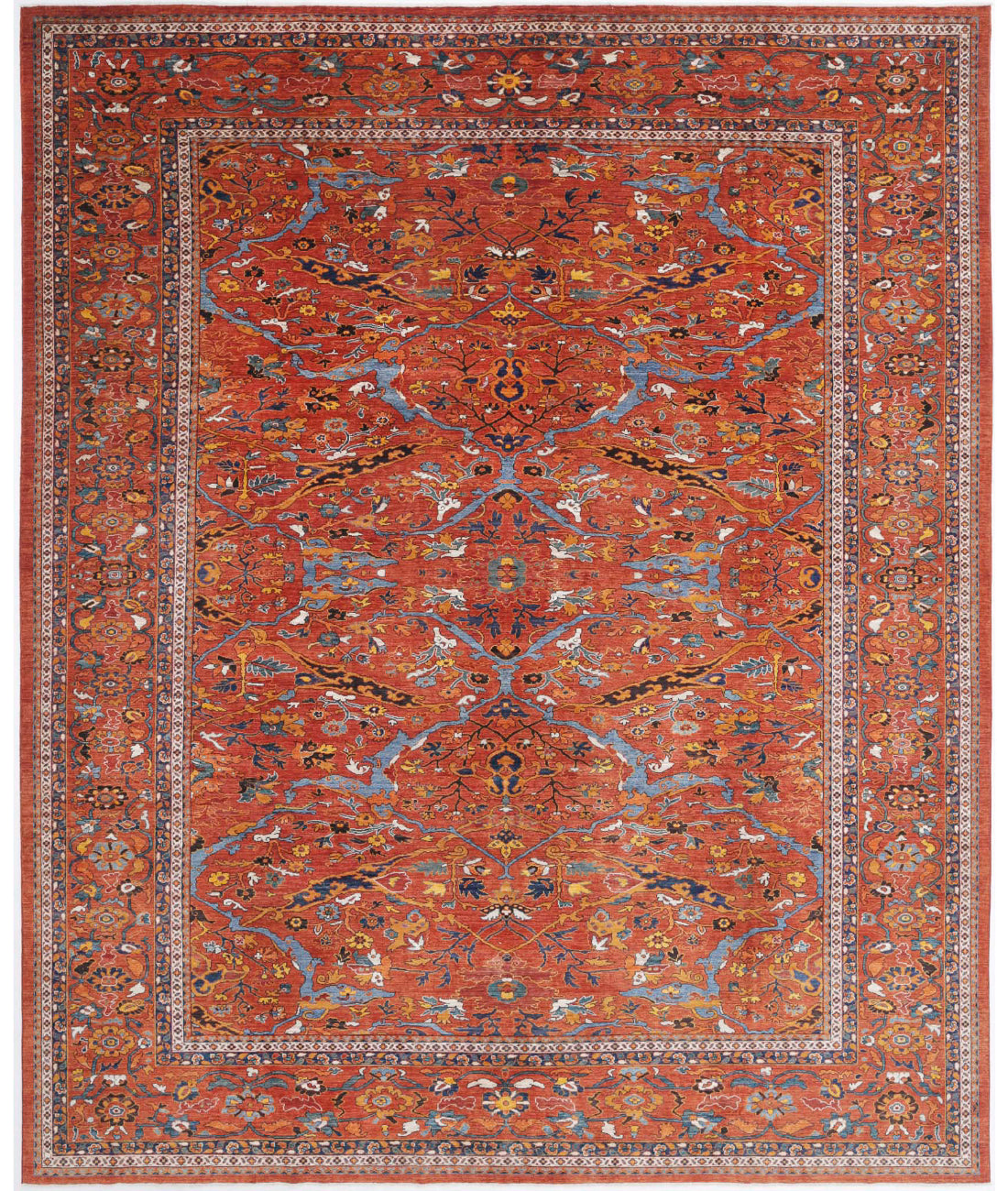 Hand Knotted Nomadic Caucasian Humna Wool Rug - 13&#39;5&#39;&#39; x 16&#39;3&#39;&#39; 13&#39;5&#39;&#39; x 16&#39;3&#39;&#39; (403 X 488) / Red / Red