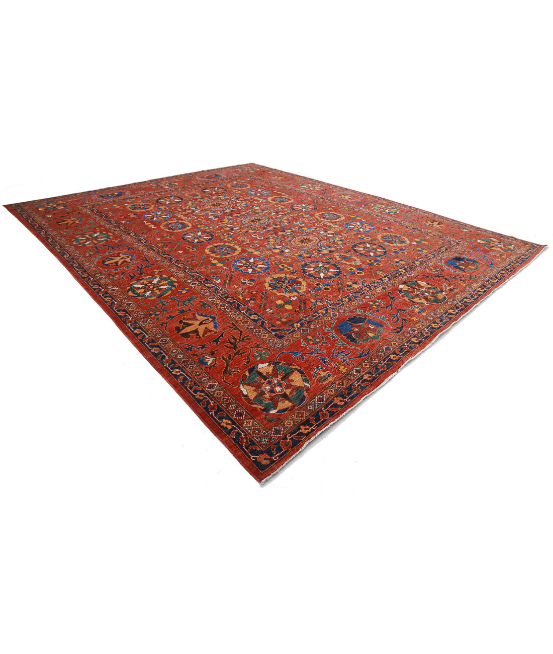 Hand Knotted Nomadic Caucasian Humna Wool Rug - 13'0'' x 16'1'' 13'0'' x 16'1'' (390 X 483) / Red / Red