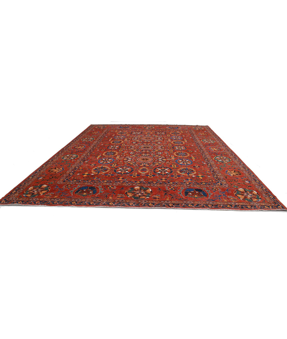 Hand Knotted Nomadic Caucasian Humna Wool Rug - 13'0'' x 16'1'' 13'0'' x 16'1'' (390 X 483) / Red / Red