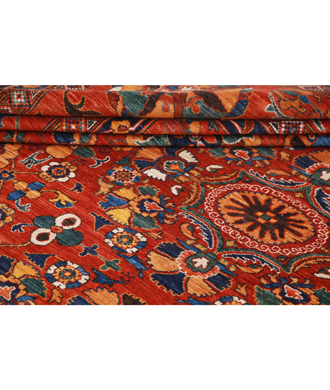 Hand Knotted Nomadic Caucasian Humna Wool Rug - 13'0'' x 16'1'' 13'0'' x 16'1'' (390 X 483) / Red / Red
