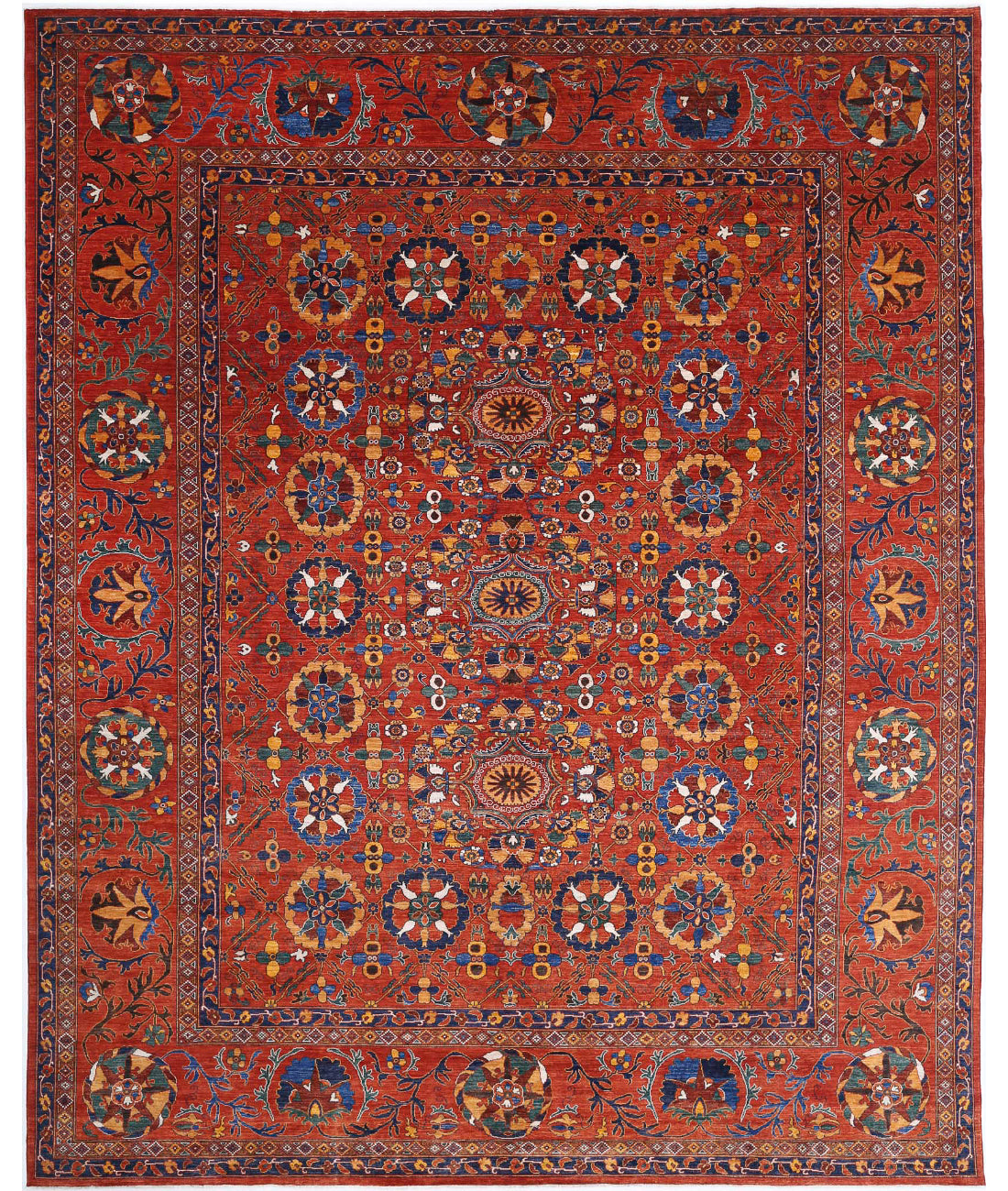 Hand Knotted Nomadic Caucasian Humna Wool Rug - 13&#39;0&#39;&#39; x 16&#39;1&#39;&#39; 13&#39;0&#39;&#39; x 16&#39;1&#39;&#39; (390 X 483) / Red / Red
