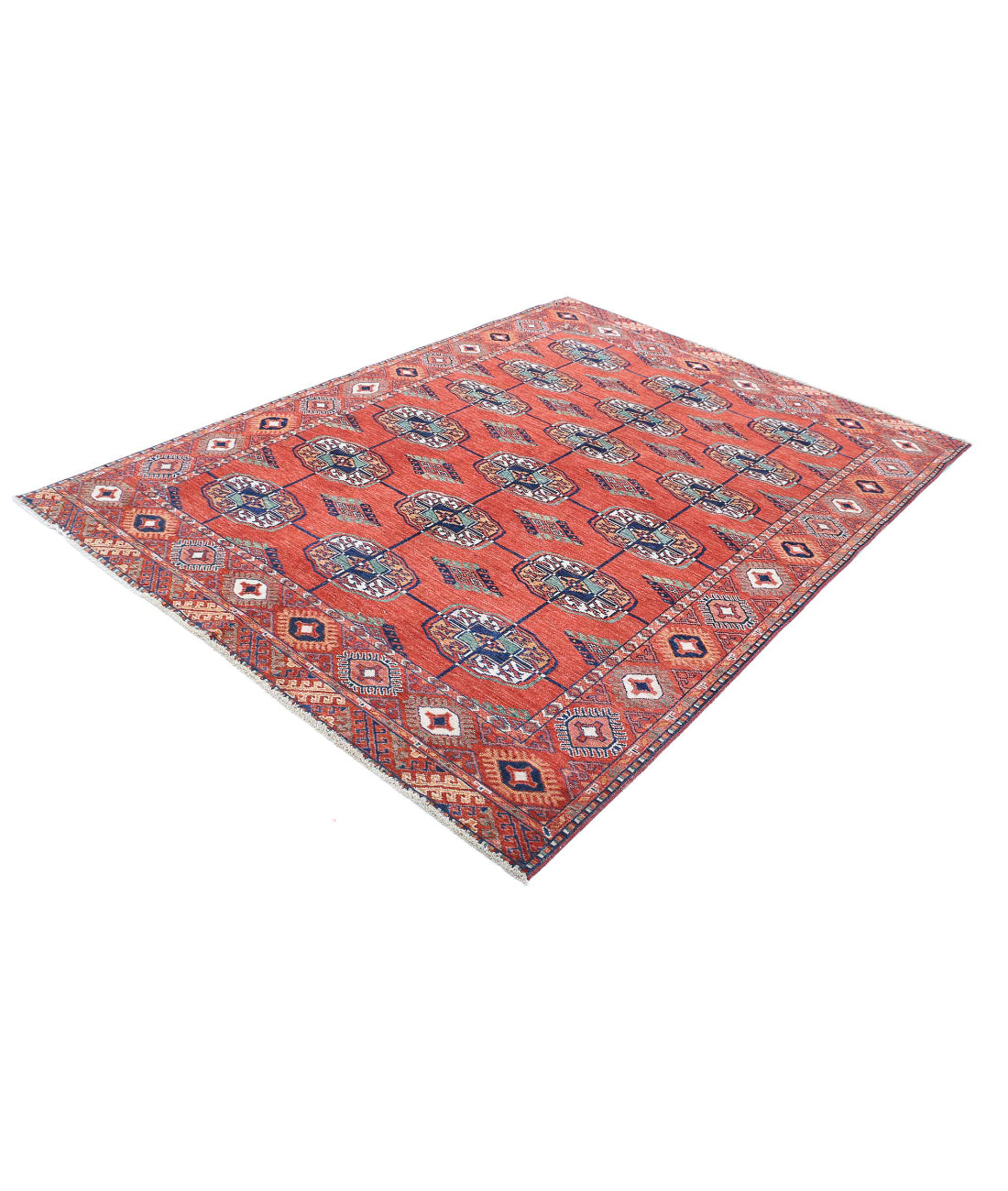 Hand Knotted Nomadic Caucasian Humna Wool Rug - 5'8'' x 7'9'' 5'8'' x 7'9'' (170 X 233) / Rust / Blue