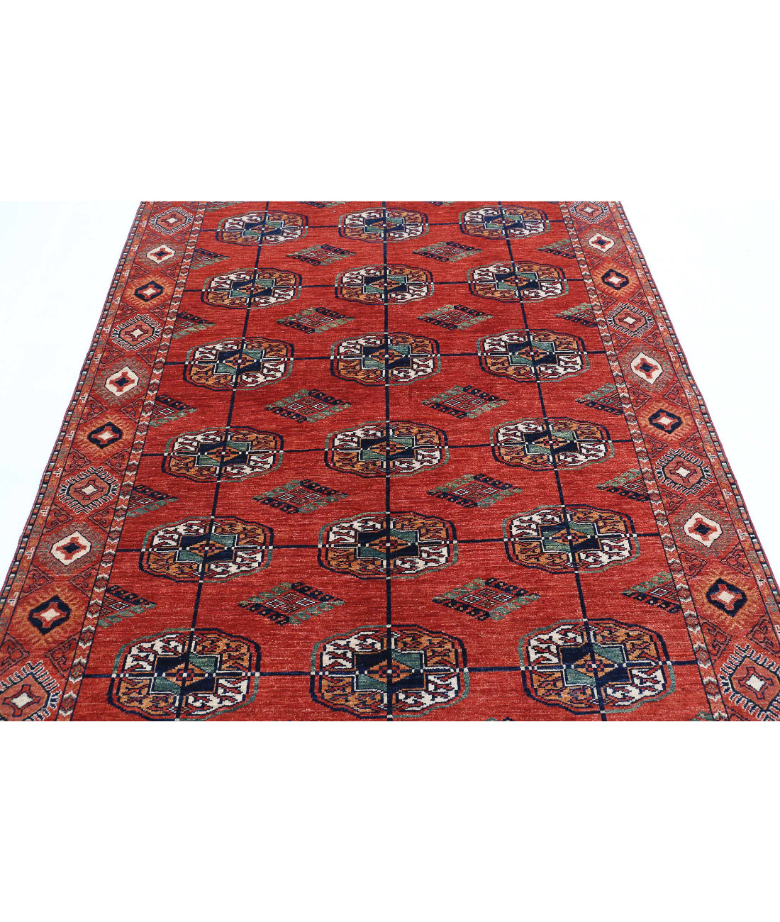 Hand Knotted Nomadic Caucasian Humna Wool Rug - 5'8'' x 7'9'' 5'8'' x 7'9'' (170 X 233) / Rust / Blue