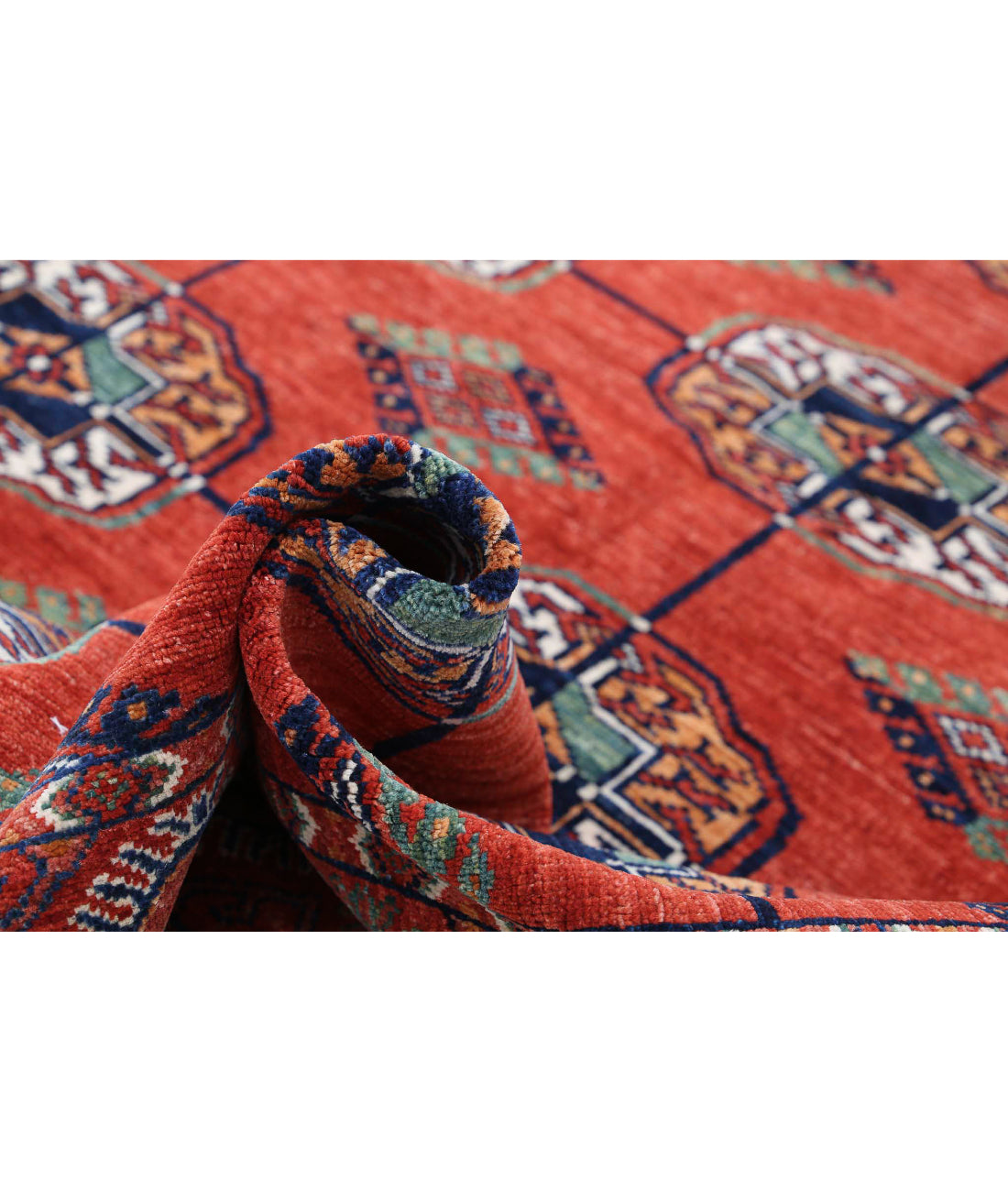 Hand Knotted Nomadic Caucasian Humna Wool Rug - 5'8'' x 7'9'' 5'8'' x 7'9'' (170 X 233) / Rust / Blue