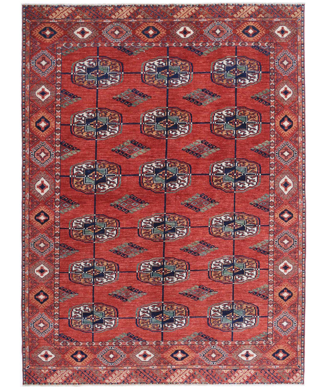 Hand Knotted Nomadic Caucasian Humna Wool Rug - 5&#39;8&#39;&#39; x 7&#39;9&#39;&#39; 5&#39;8&#39;&#39; x 7&#39;9&#39;&#39; (170 X 233) / Rust / Blue