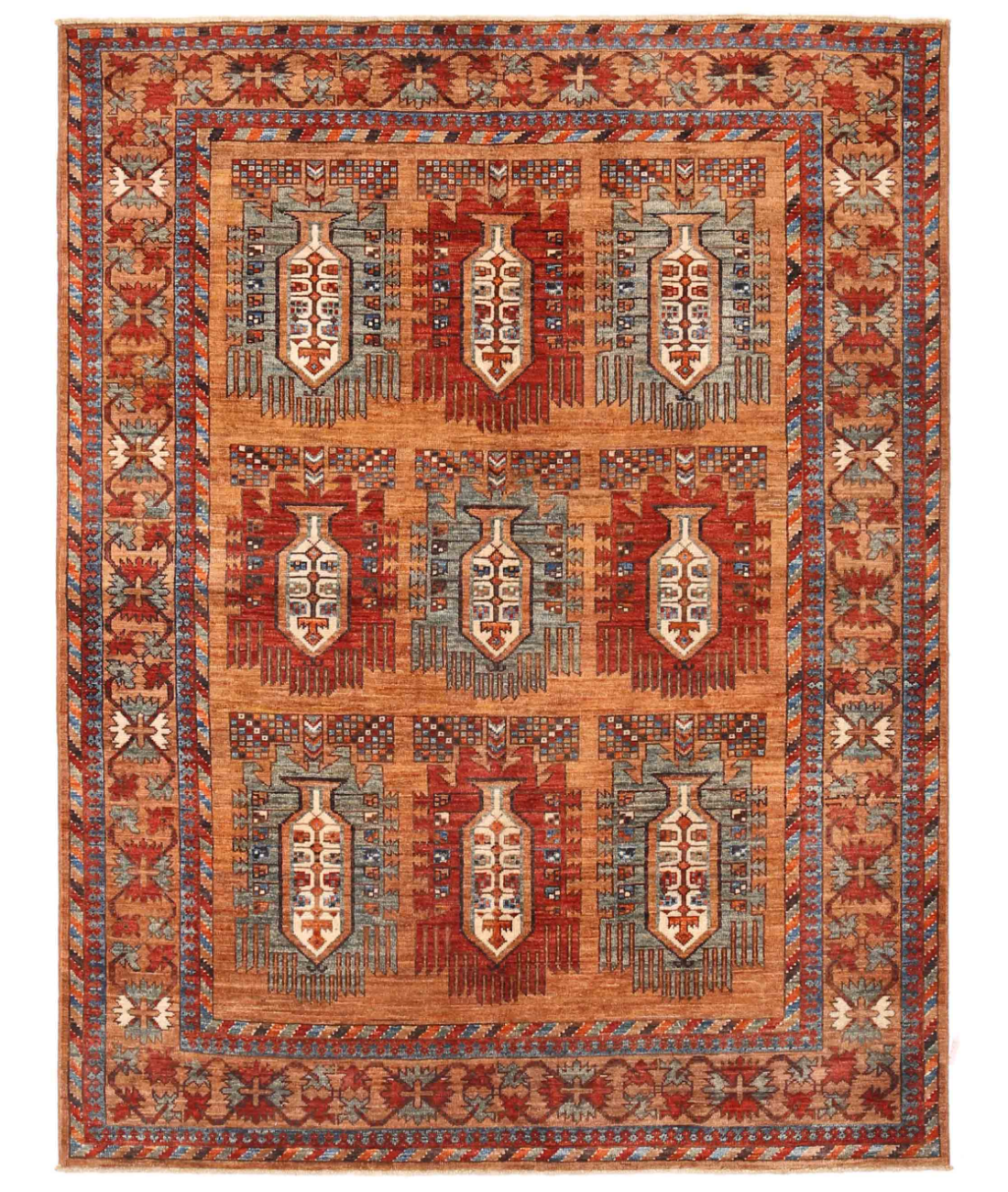 Hand Knotted Humna Wool Rug 5' 1" X 6' 9" 5' 1" X 6' 9" (155 X 206) / Brown / Rust