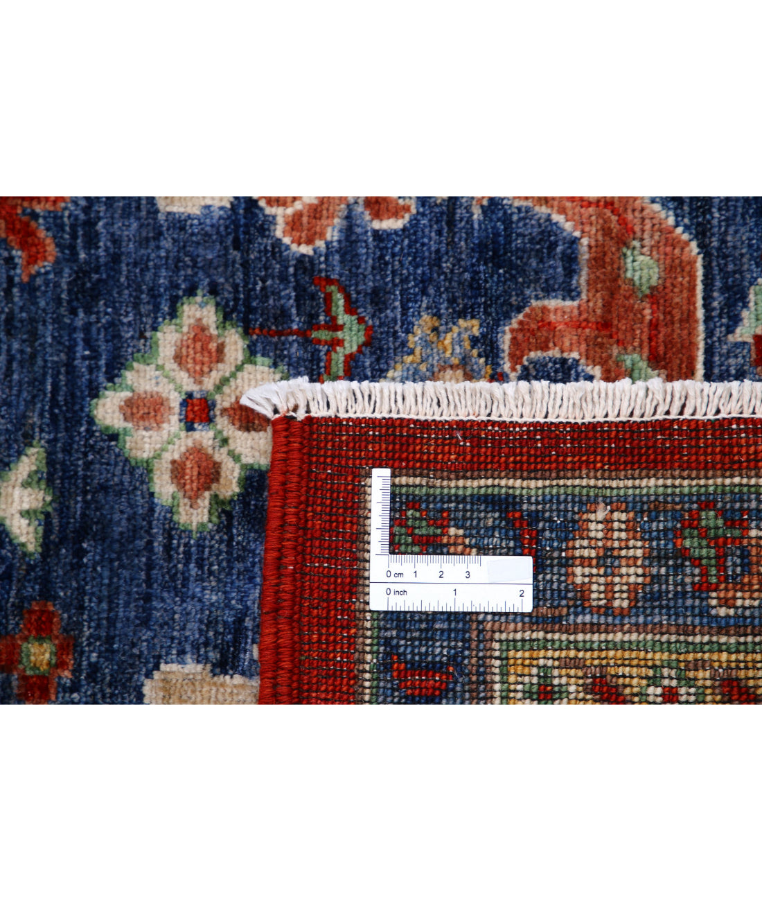 Hand Knotted Nomadic Caucasian Humna Wool Rug - 9'0'' x 11'8'' 9'0'' x 11'8'' (270 X 350) / Red / Blue