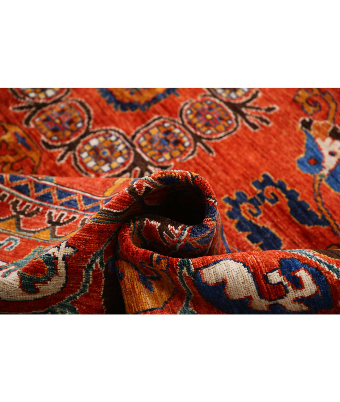Hand Knotted Nomadic Caucasian Humna Wool Rug - 8'4'' x 9'11'' 8'4'' x 9'11'' (250 X 298) / Red / Red