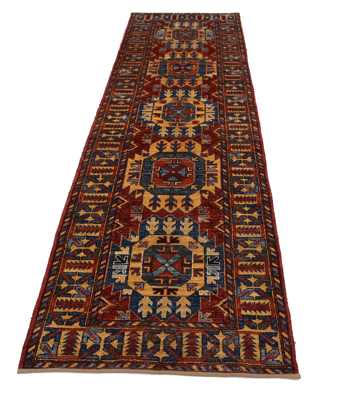 Hand Knotted Nomadic Caucasian Humna Wool Rug - 2'11'' x 9'10'' 2'11'' x 9'10'' (88 X 295) / Red / Multi
