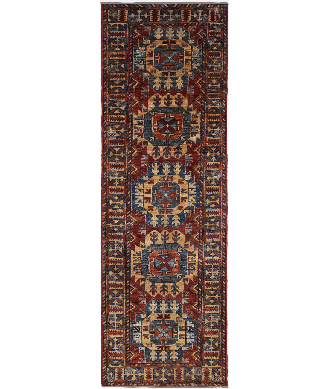 Hand Knotted Nomadic Caucasian Humna Wool Rug - 2'11'' x 9'10''