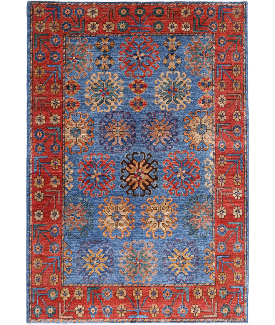 Hand Knotted Nomadic Caucasian Humna Wool Rug - 6'9'' x 10'1''