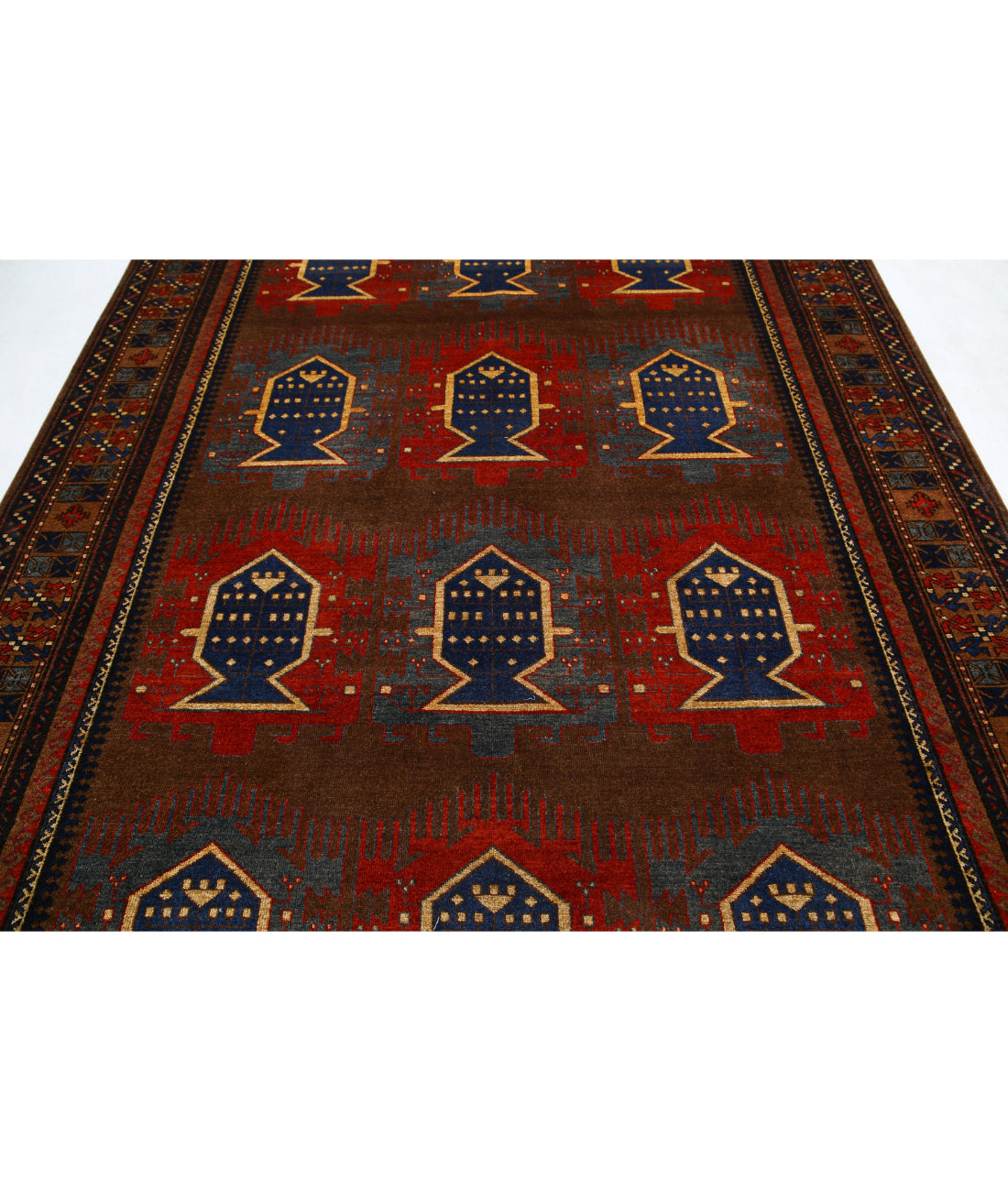 Hand Knotted Nomadic Caucasian Humna Wool Rug - 7'3'' x 10'3'' 7'3'' x 10'3'' (218 X 308) / Brown / Brown