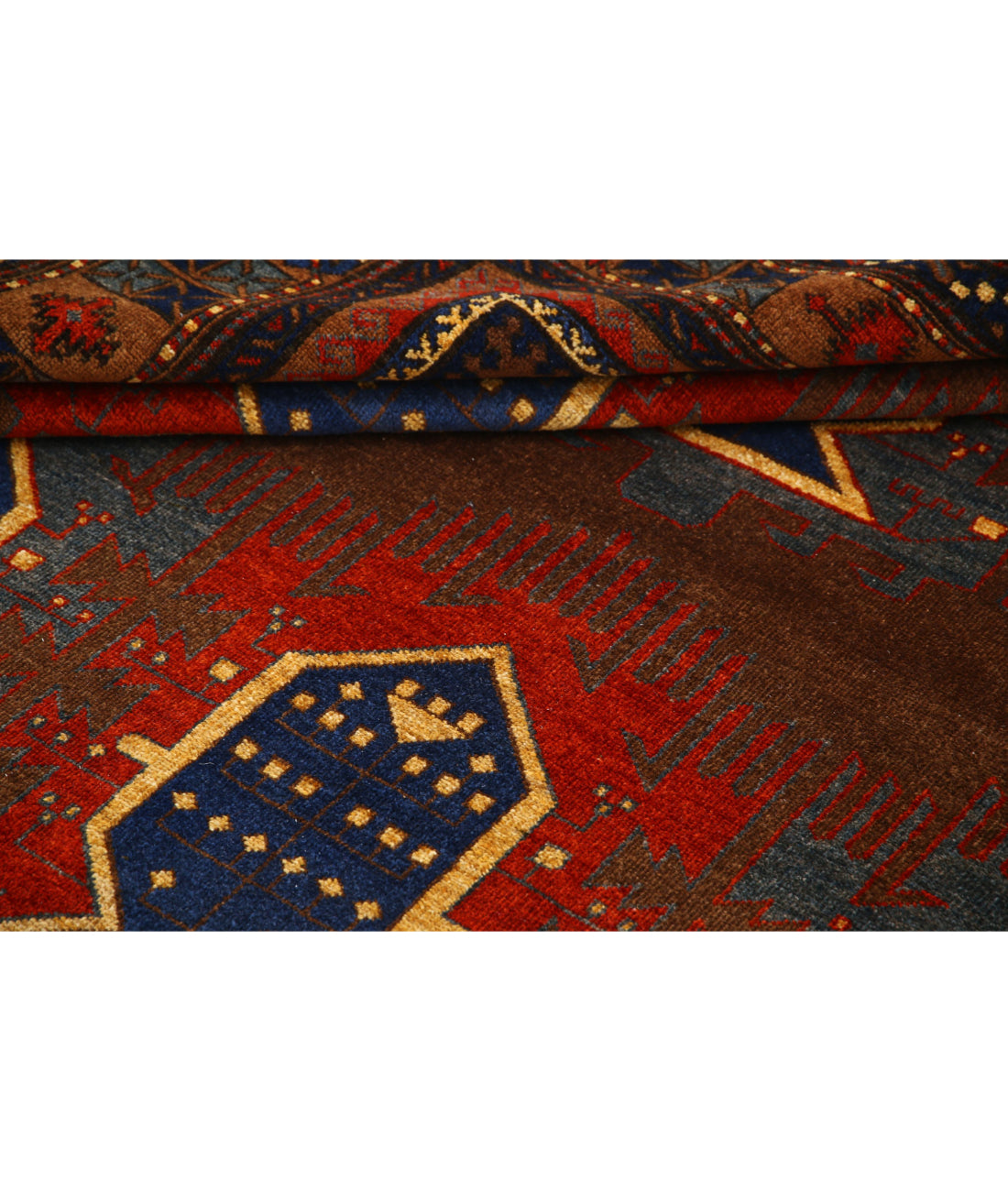 Hand Knotted Nomadic Caucasian Humna Wool Rug - 7'3'' x 10'3'' 7'3'' x 10'3'' (218 X 308) / Brown / Brown