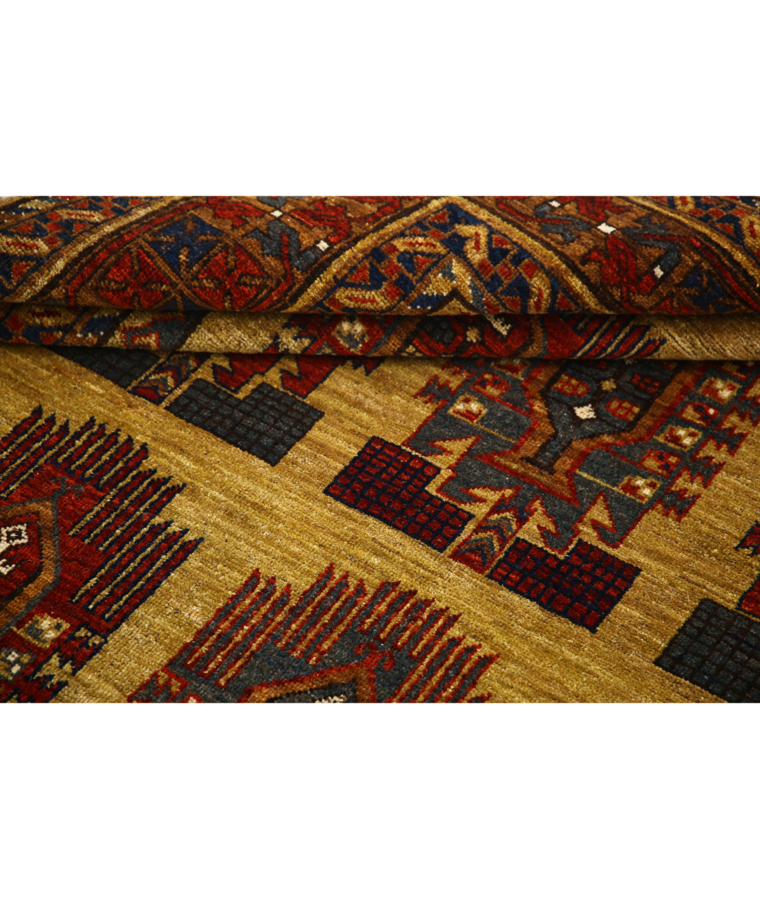 Hand Knotted Nomadic Caucasian Humna Wool Rug - 6'2'' x 9'6'' 6'2'' x 9'6'' (185 X 285) / Gold / Red