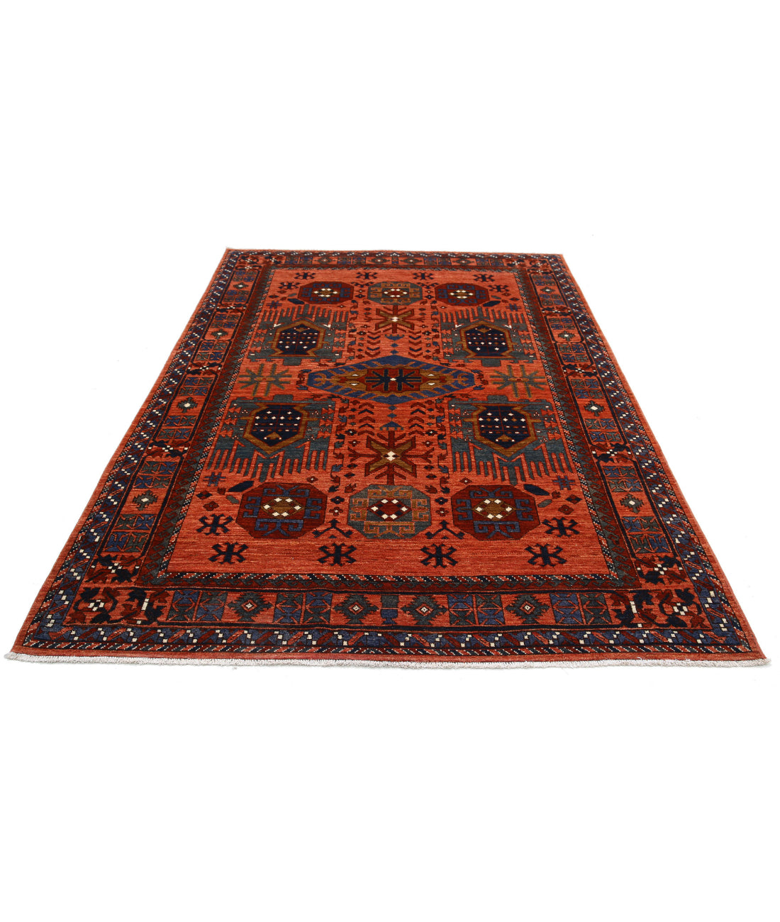 Hand Knotted Nomadic Caucasian Humna Wool Rug - 6'0'' x 8'9'' 6'0'' x 8'9'' (180 X 263) / Rust / Rust