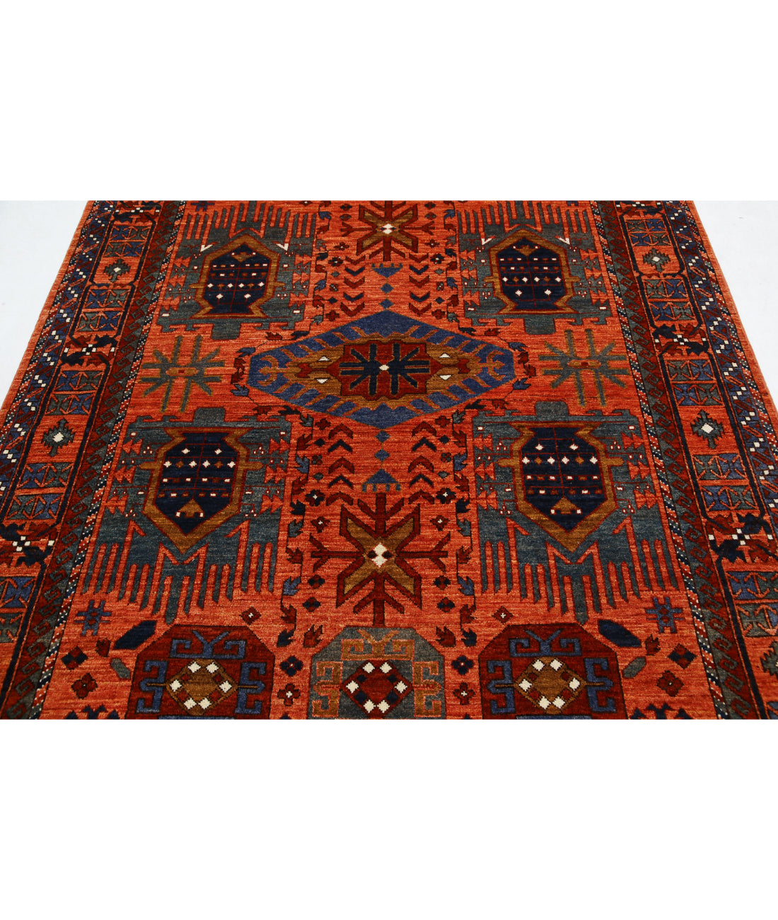 Hand Knotted Nomadic Caucasian Humna Wool Rug - 6'0'' x 8'9'' 6'0'' x 8'9'' (180 X 263) / Rust / Rust