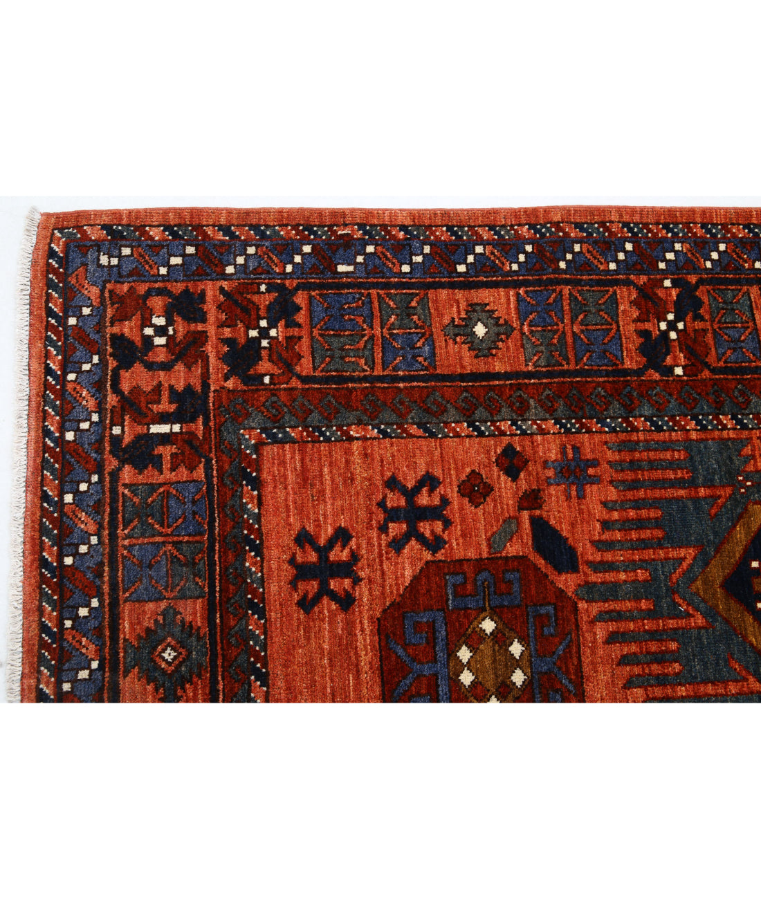 Hand Knotted Nomadic Caucasian Humna Wool Rug - 6'0'' x 8'9'' 6'0'' x 8'9'' (180 X 263) / Rust / Rust