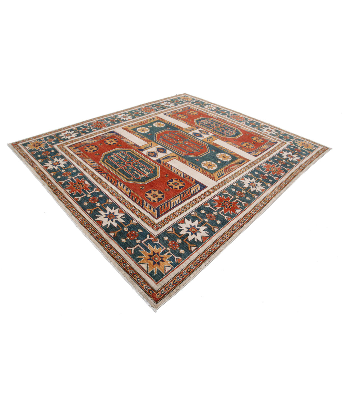 Hand Knotted Nomadic Caucasian Humna Wool Rug - 8'3'' x 9'9'' 8'3'' x 9'9'' (248 X 293) / Ivory / N/A