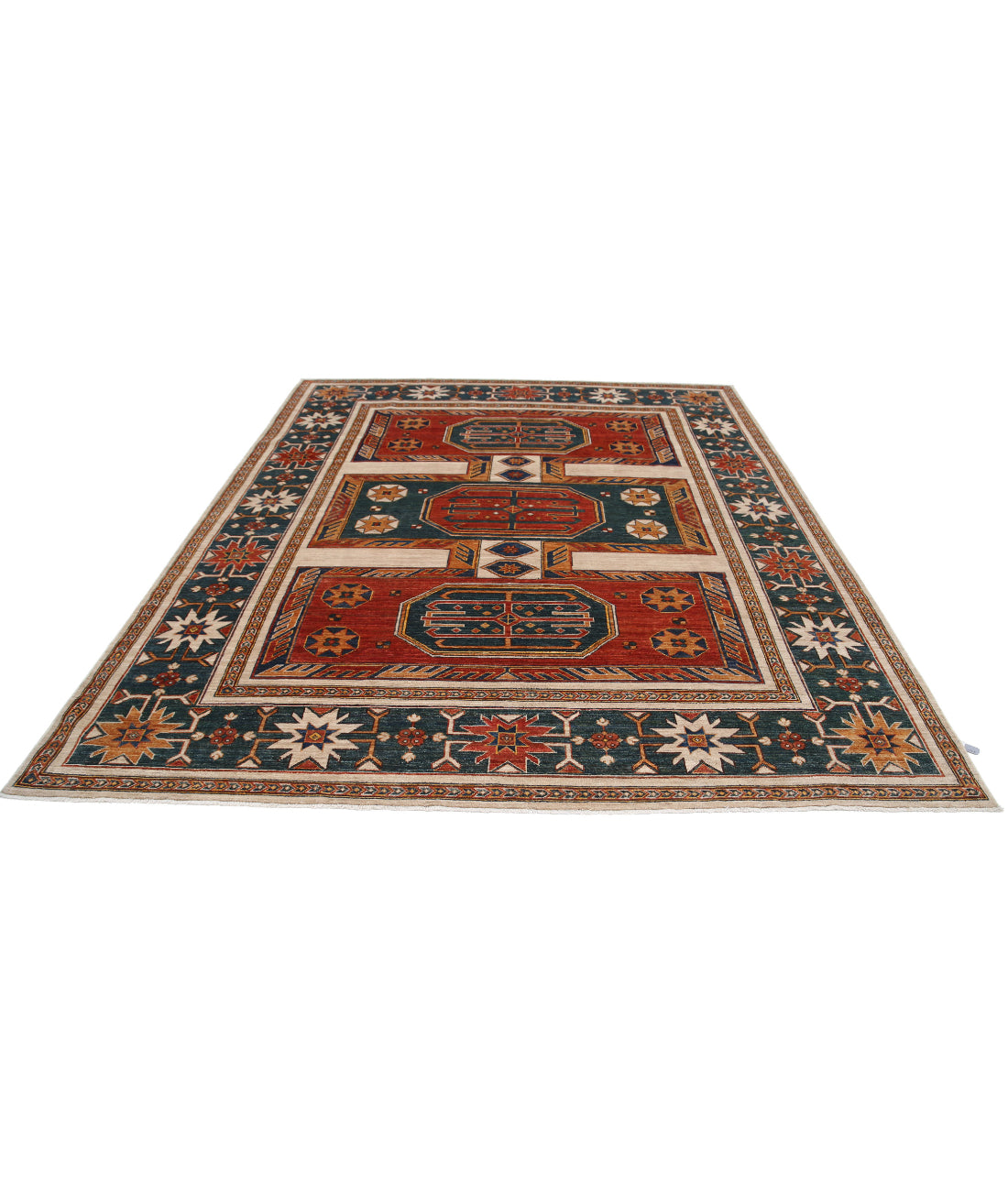 Hand Knotted Nomadic Caucasian Humna Wool Rug - 8'3'' x 9'9'' 8'3'' x 9'9'' (248 X 293) / Ivory / N/A